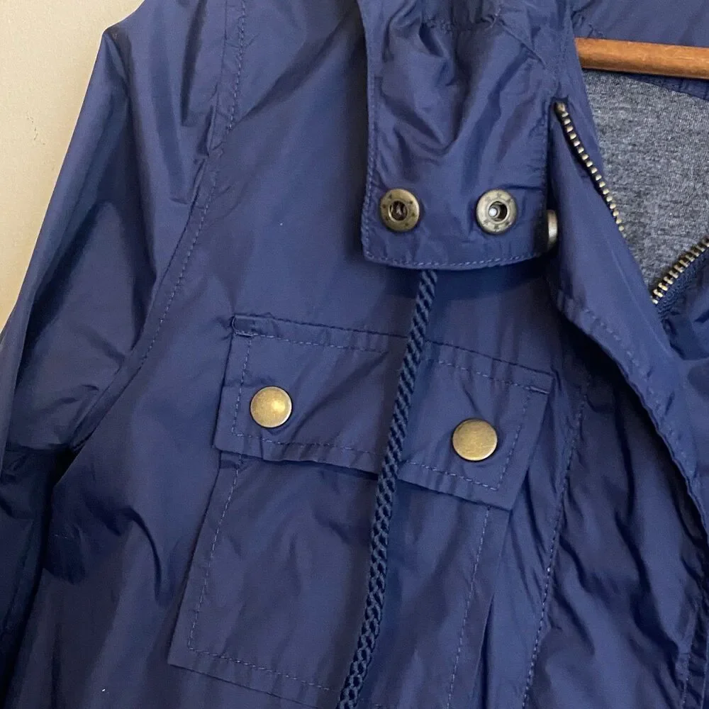 J.Crew Jacket Womens XXS Navy Blue Hooded Field Rain Utility Anorak Coat A6367